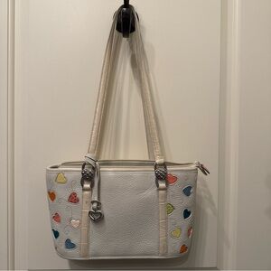 Colorful Heart-Patterned White Tote Bag